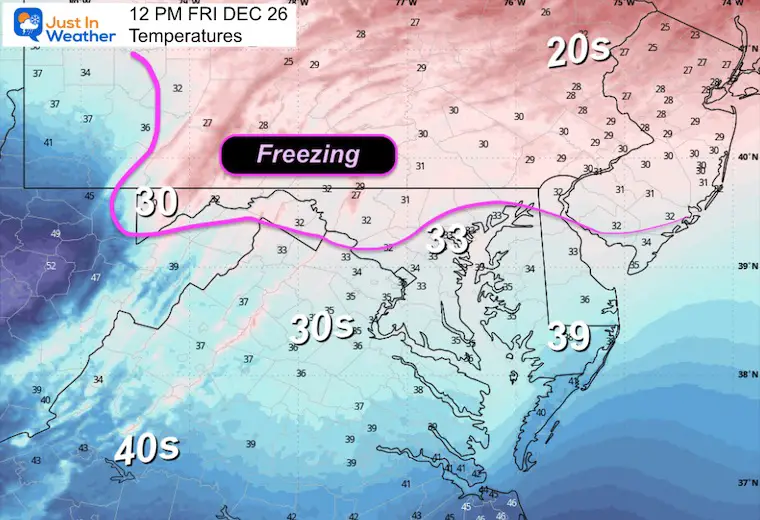 December 26 weather storm temperatures Noon