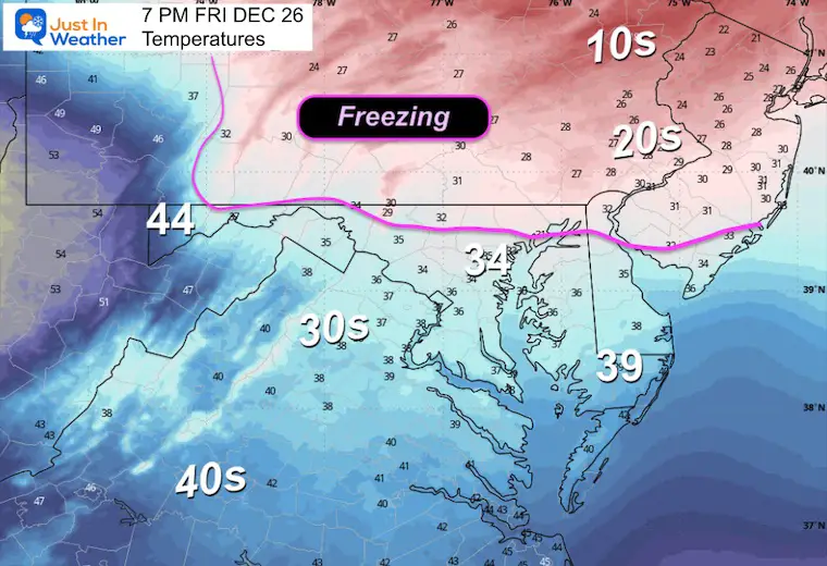 December 26 weather storm temperatures Evening