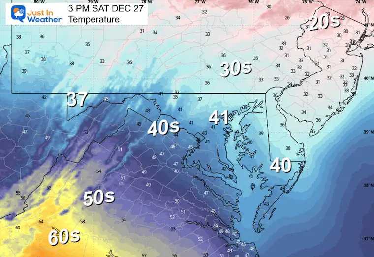 December 27 weather temperatures Saturday morning