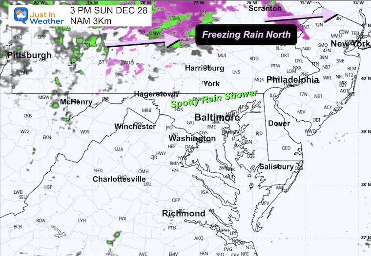 ScreenshotDecember 28 weather radar forecast Sunday afternoon