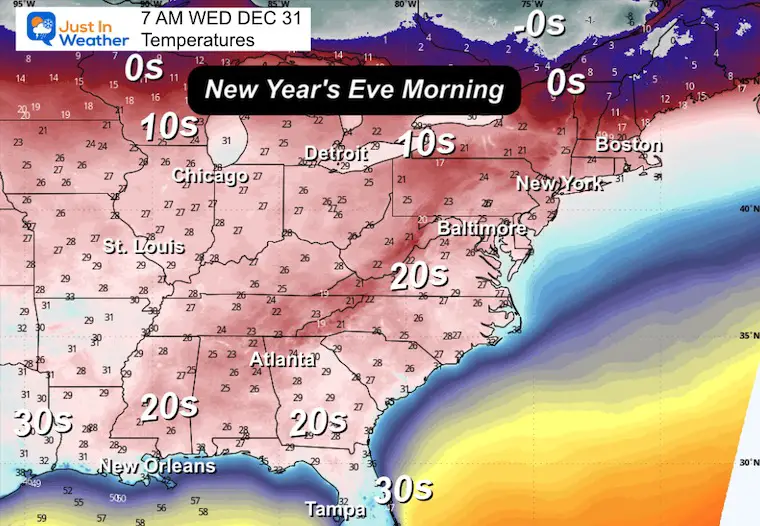 December 28 weather temperatures Wednesday morning