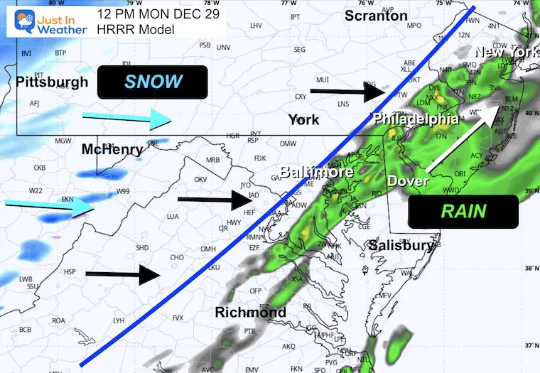 December 29 weather radar rain snow Noon