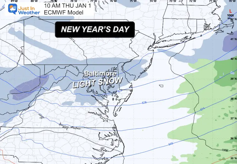 December 29 weather snow New Years Day