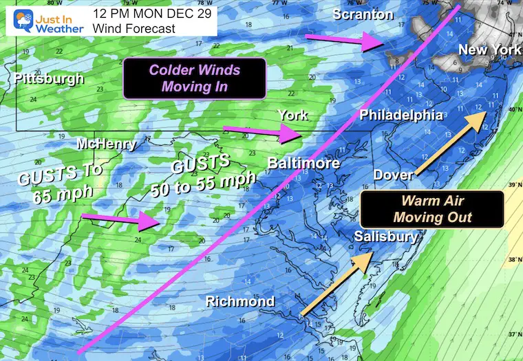 December 29 weather wind forecast noon