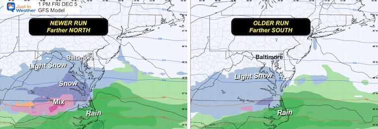 December 3 weather snow GFS Friday Trend