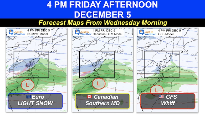 December 3 weather Friday snow models