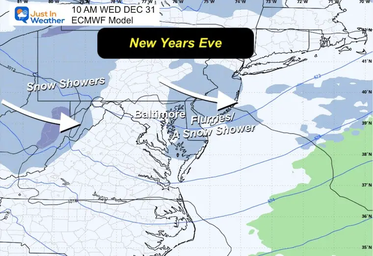 December 30 weather snow Wednesday New Years Eve