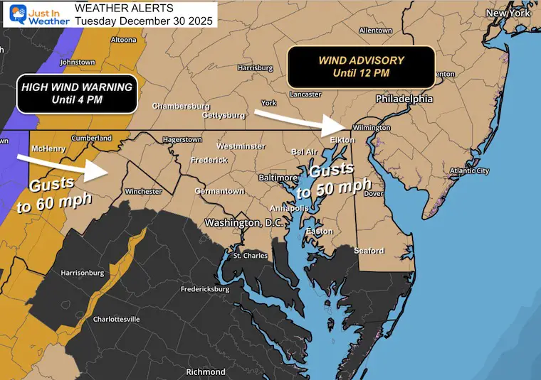 December 30 Wind Advisory High Wind Warning