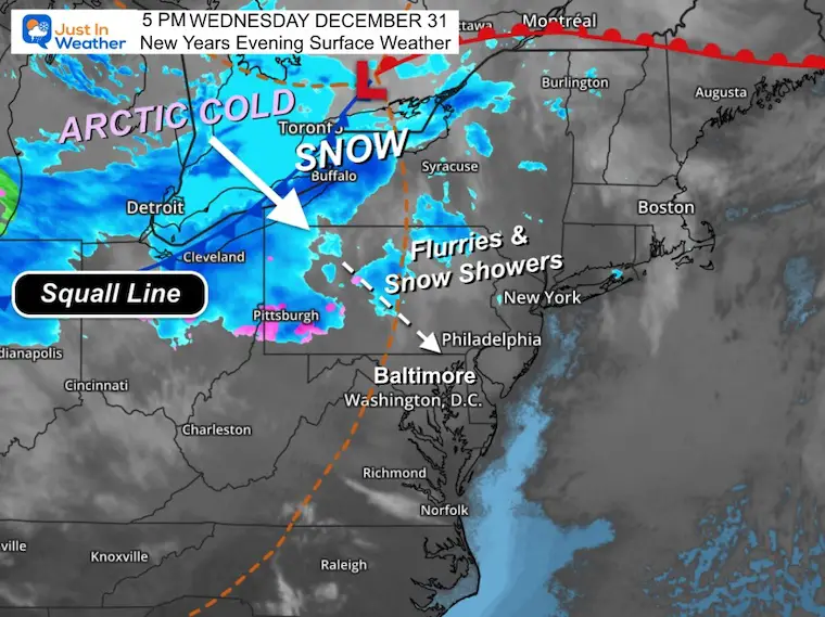 December 31 New Years Eve Surface Weather snow