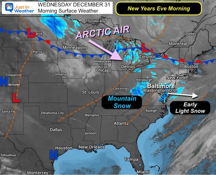 December 31 weather snow Wednesday morning New Years Eve
