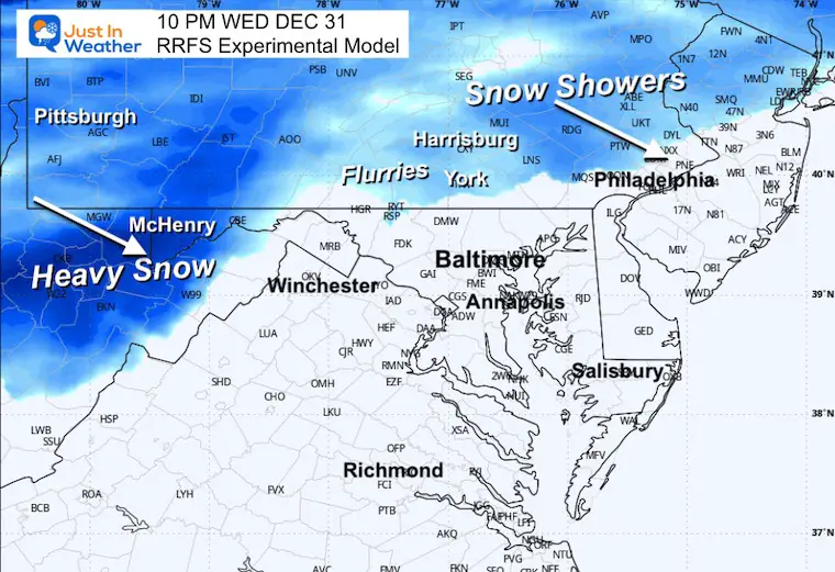 December 31 weather radar snow Wednesday Night New Years Eve