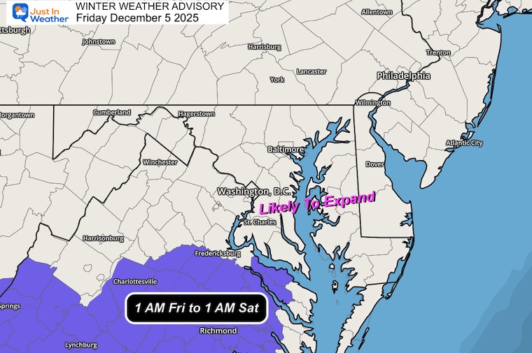 December 4 Winter Weather Advisory Friday