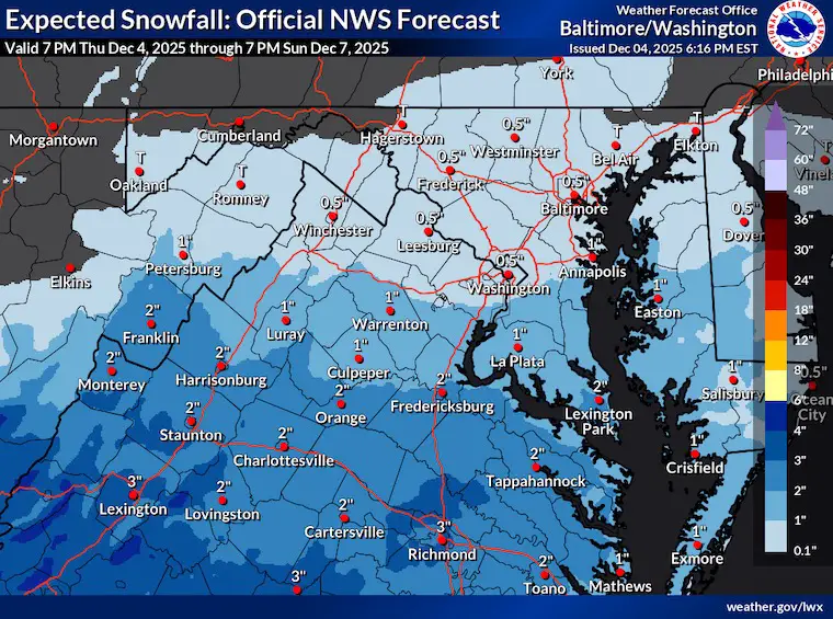 December 4 weather snow total National Weather Service