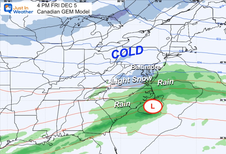 December 4 weather winter storm forecast Canadian GEM Friday afternoon