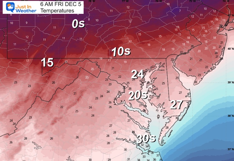December 4 weather temperatures Friday morning
