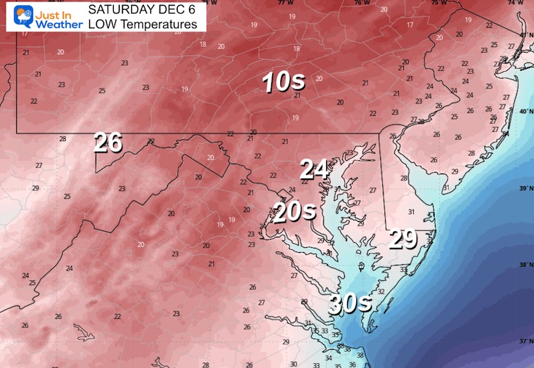 December 4 weather temperatures Saturday morning