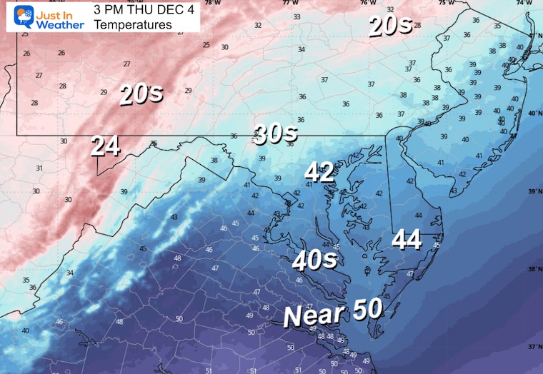 December 4 weather temperatures Thursday afternoon