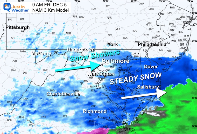 December 4 weather snow radar Friday morning 9 AM