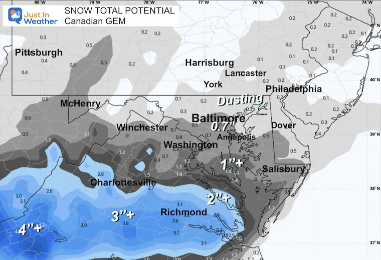 December 4 weather snow total Canadian