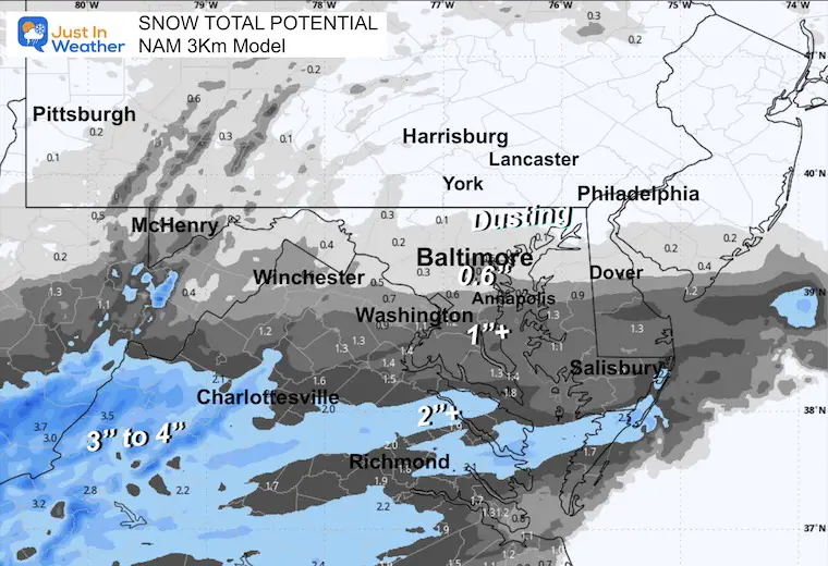 December 4 weather snow total NAM