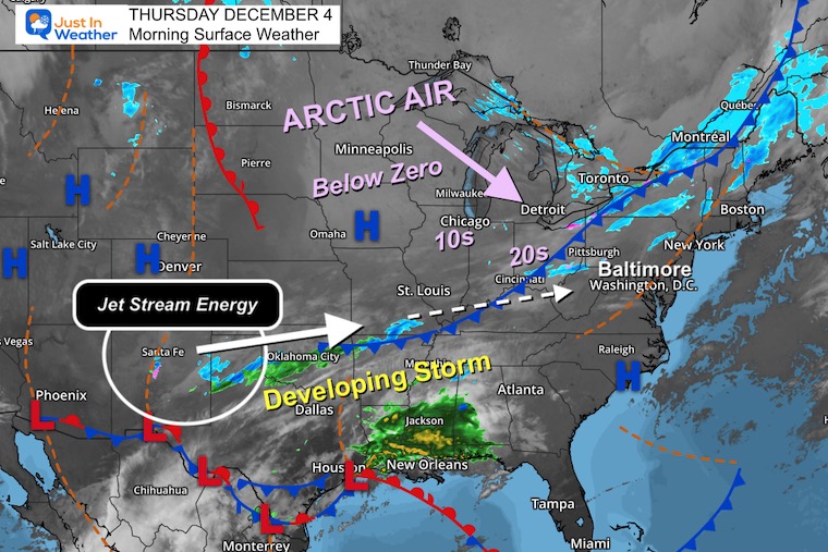 December 4 weather storm map Thursday morning