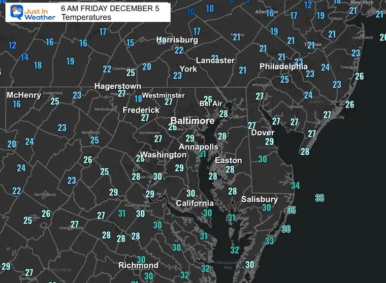 Friday December 5 temperatures Friday morning