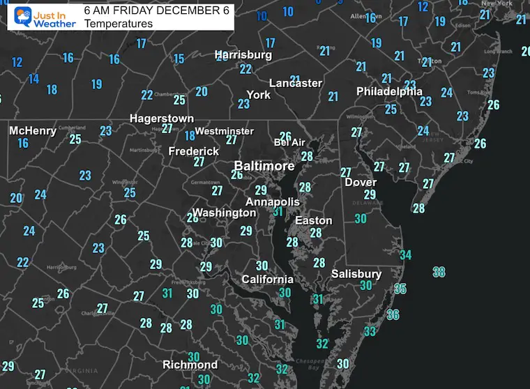 Friday December 5 temperatures Friday morning