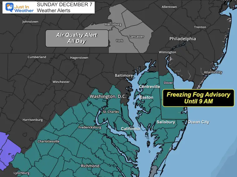 December 7 weather advisory freezing fog air quality