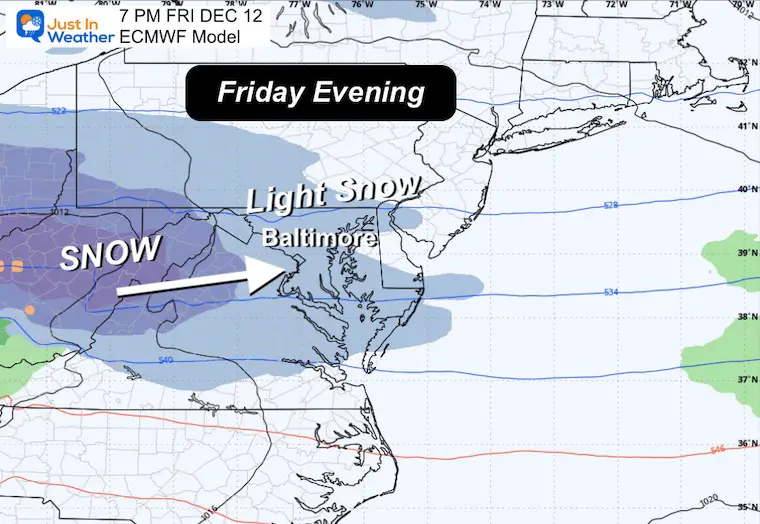December 8 weather storm forecast Friday evening