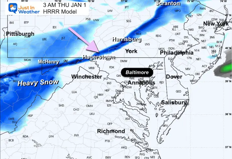 January 1 weather radar snow squall New Years Day 2026 morning 3 AM