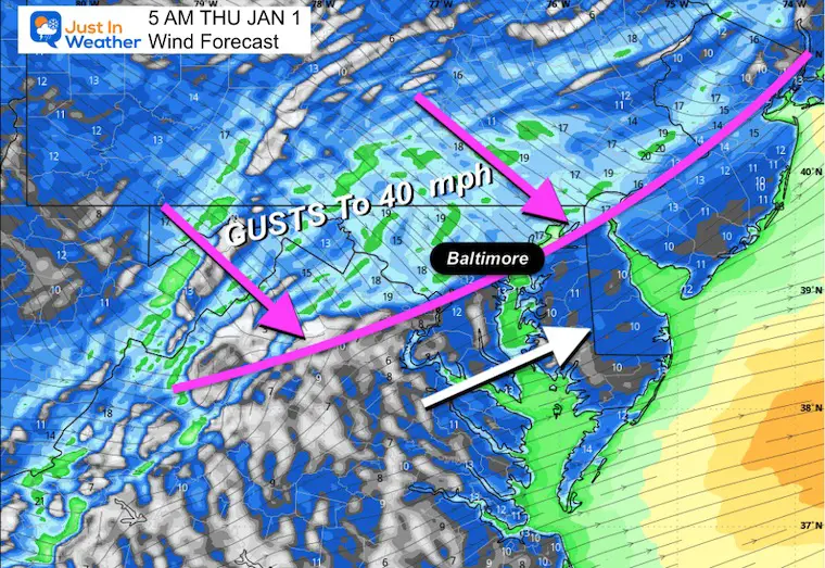 January 1 weather winds snow squall New Years Day 2026 morning 5 AM