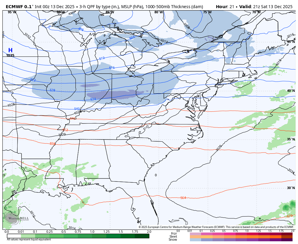 December 13 weather snow storm forecast ECMWF