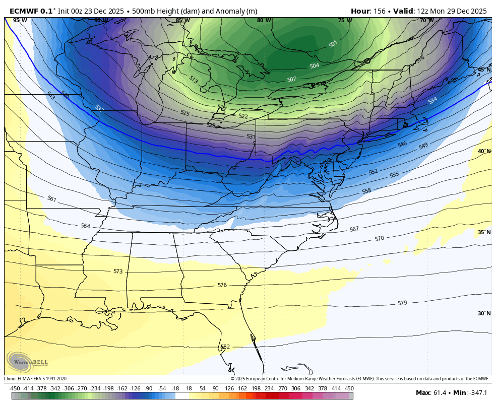 December 23 weather jet stream New Years Week