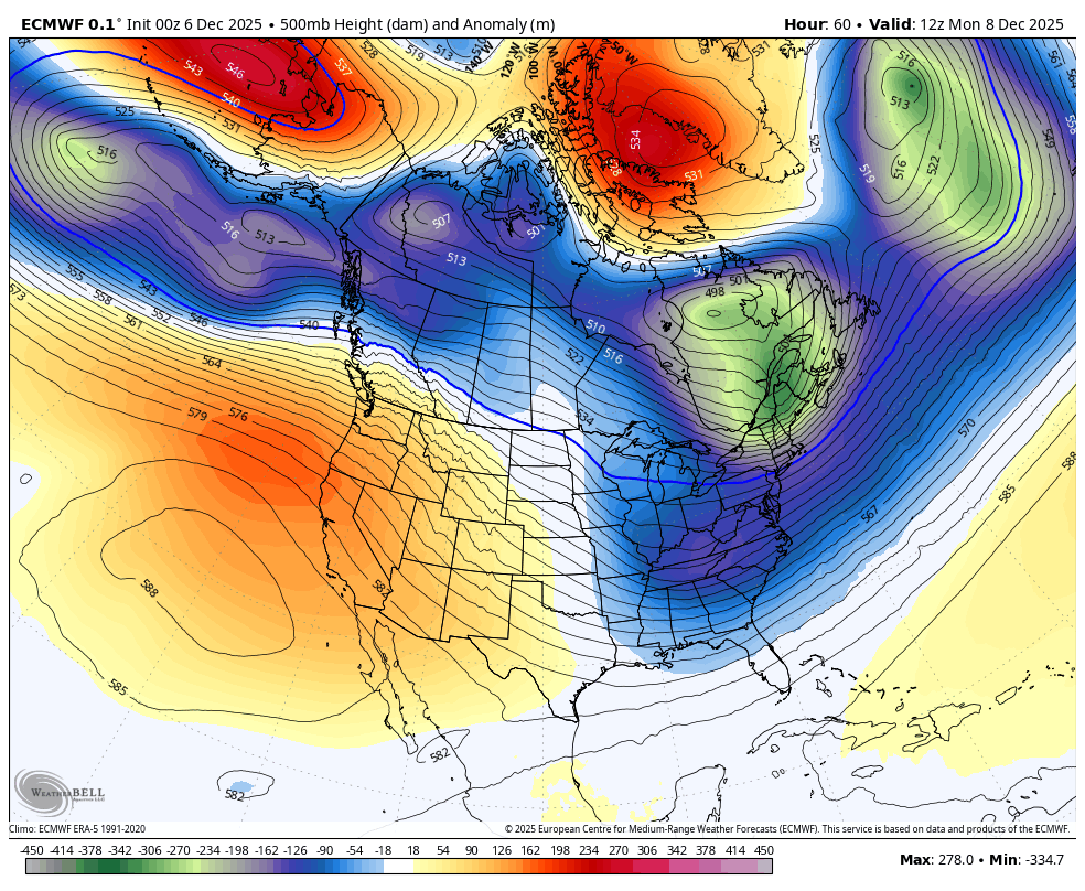 December 6 weather jet stream North America
