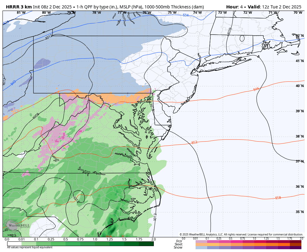 December 2 weather snow ice rain forecast Tuesday