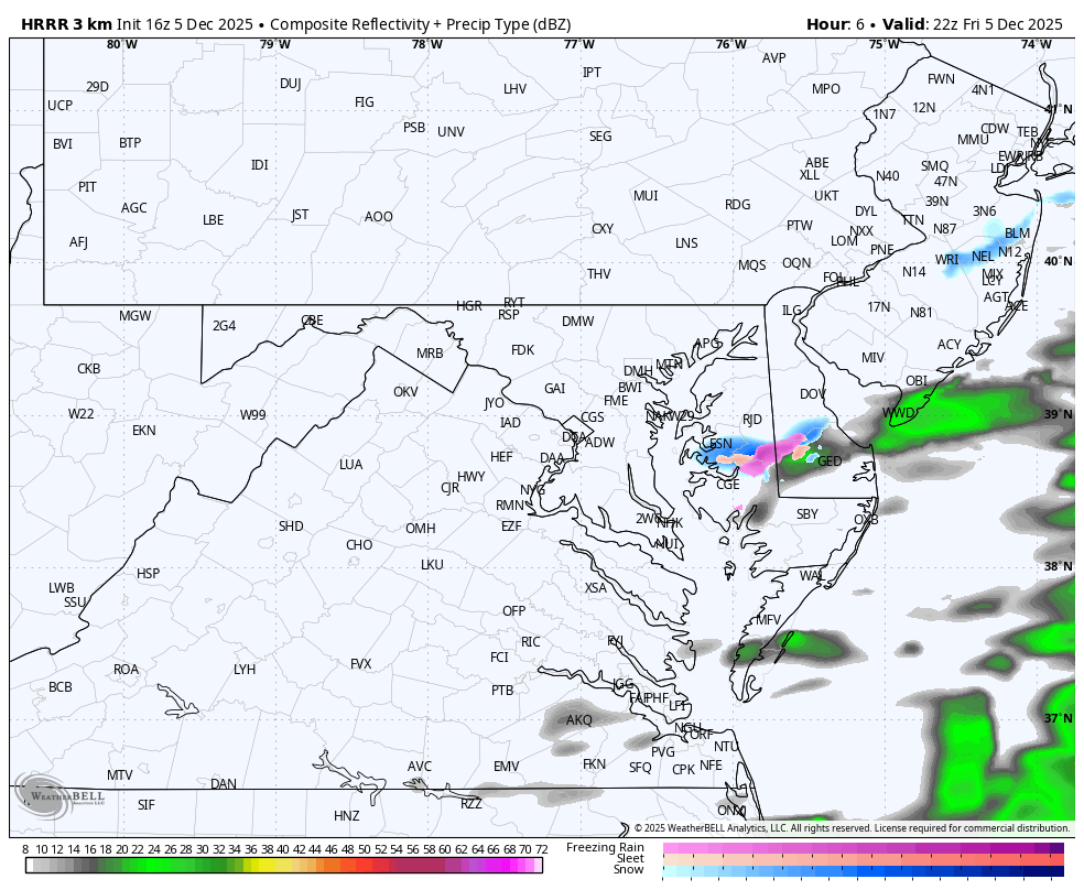  December 5 weather freezing rain radar forecast Maryland