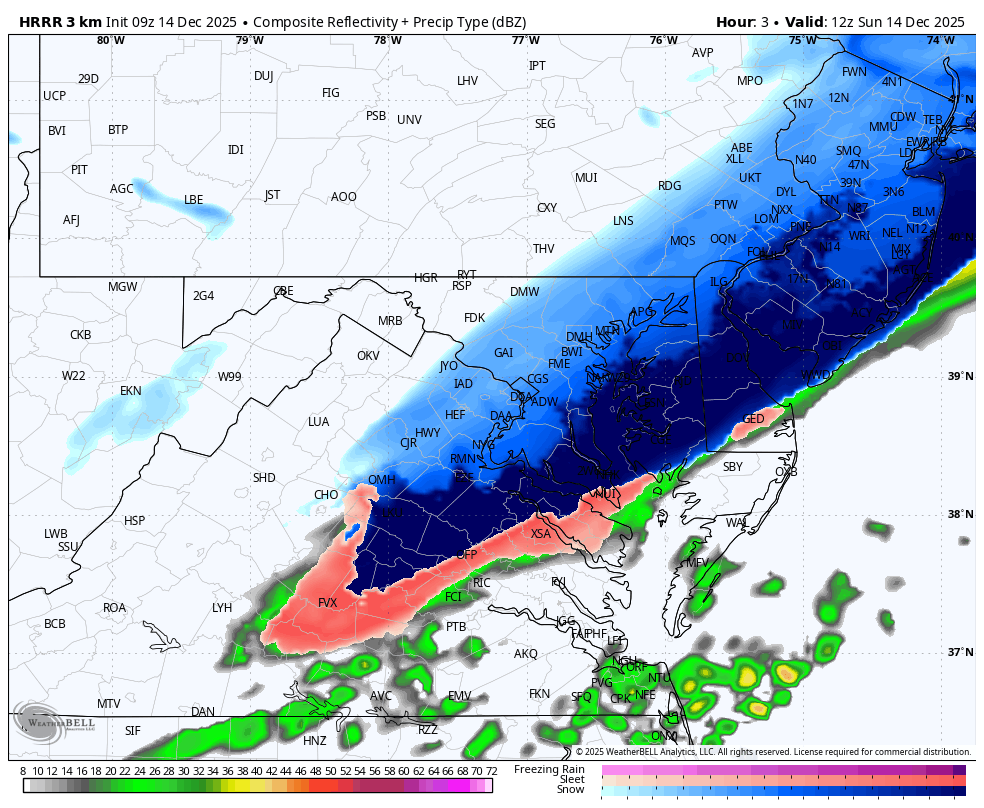 December 14 weather snow radar forecast