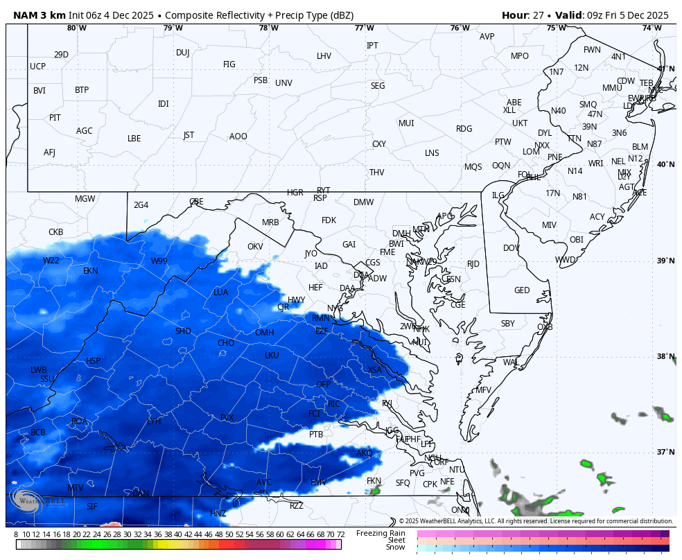 December 4 weather snow radar Friday