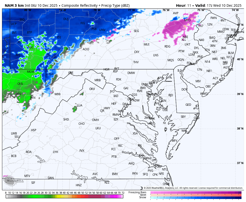 December 10 weather rain snow forecast 