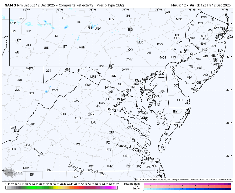 December 12 weather snow radar forecast Friday