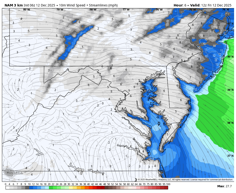 December 12 weather wind forecast Friday