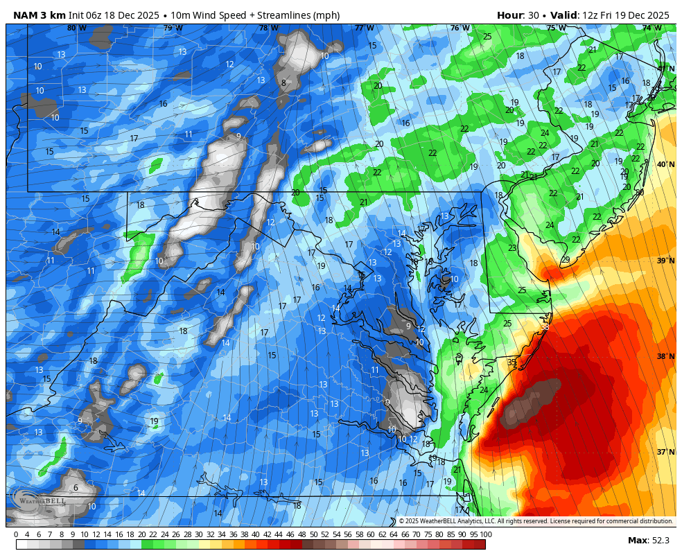 December 18 weather wind forecast Friday