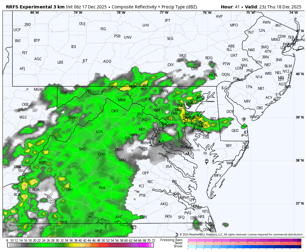 December 17 weather rain radar forecast Thursday to Friday