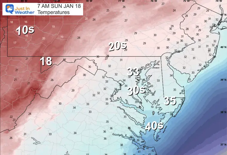 January 17 weather temperatures Sunday morning
