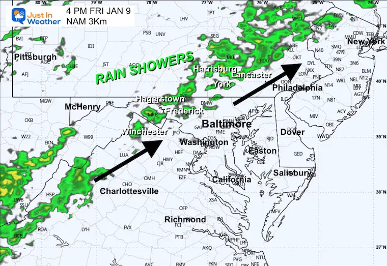 January 9 Radar Snapshot at 4 PM