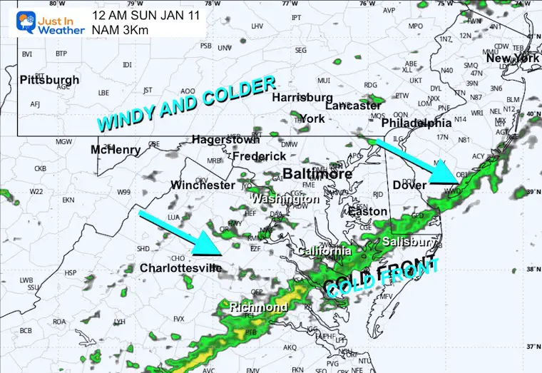 January 9 weather radar rain Saturday night
