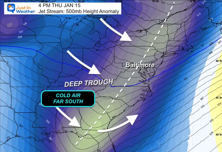 January 10 weather jet stream forecast cold Thursday