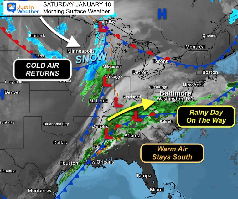 January 10 weather storm map Saturday morning