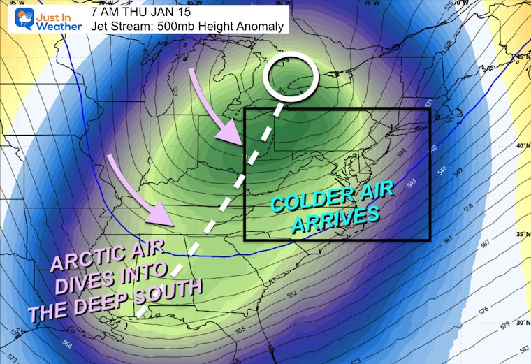 January 13 weather jet stream Thursday