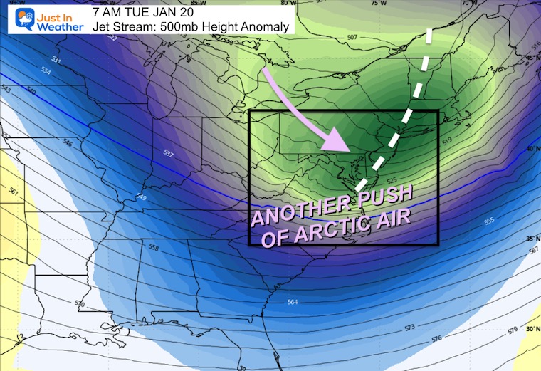 January 13 weather jet stream next Tuesday